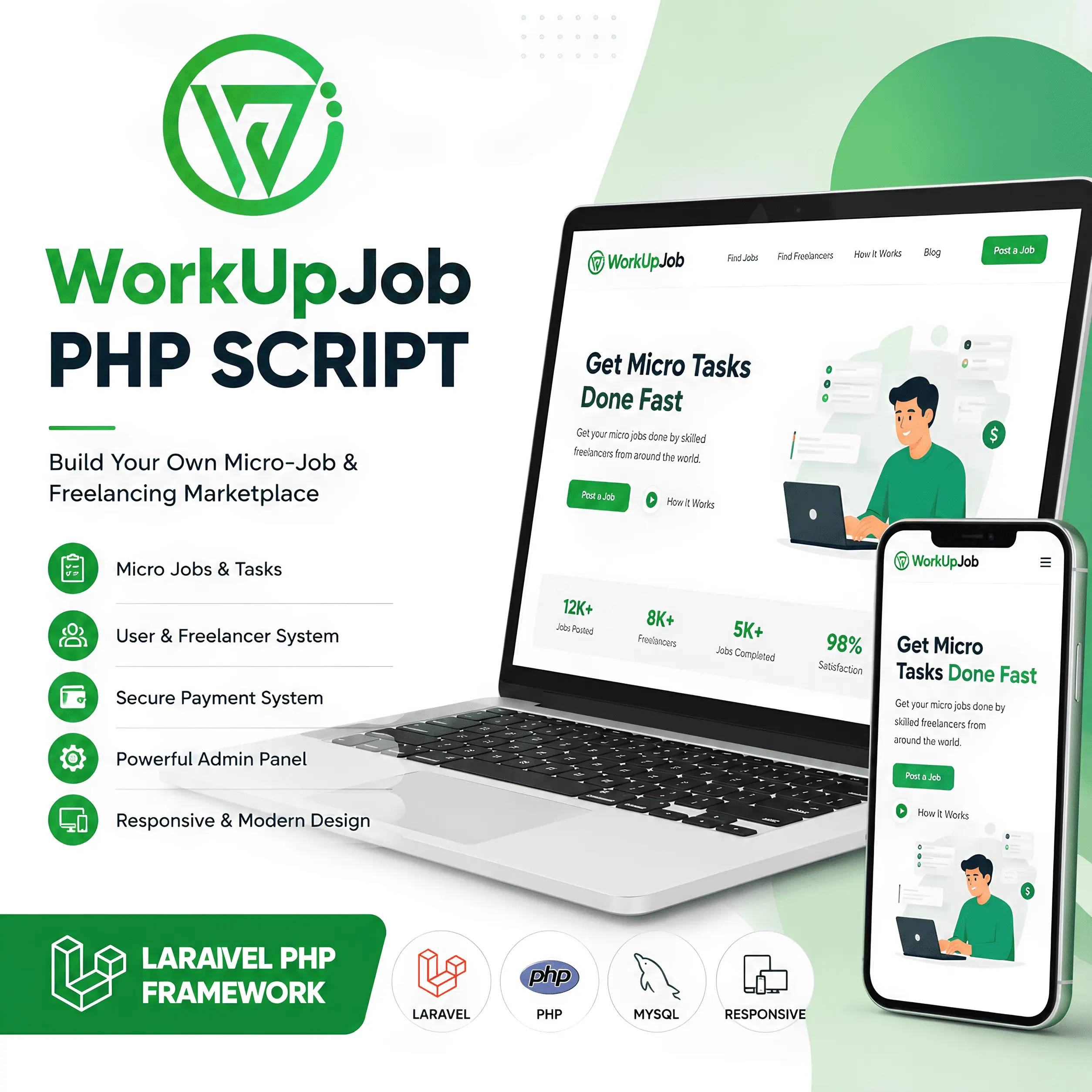 Work Up Job PHP Laravel Script – Micro Job & Freelancing Marketplace | Laravel